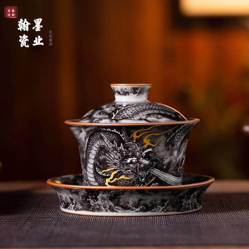 景德镇陶瓷老陶泥墨龙马