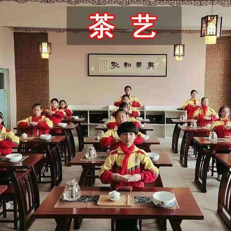实木国学桌仿古双人马蹄