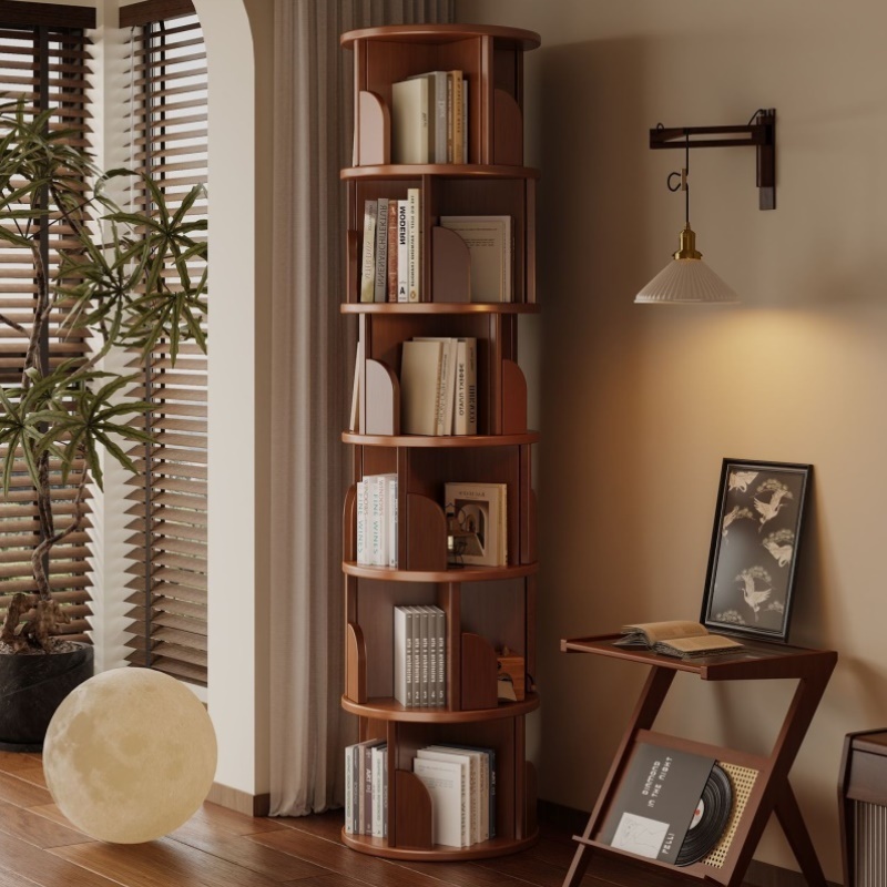 旋转书架360度落地客厅简易置物架家用儿童收纳绘本架子学生书柜