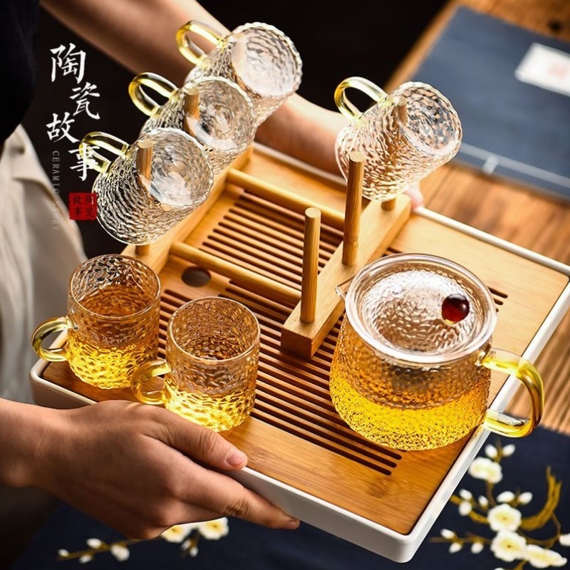 功夫茶具套装家用轻奢高档泡茶壶办公室会客茶杯茶盘整套玻璃茶具