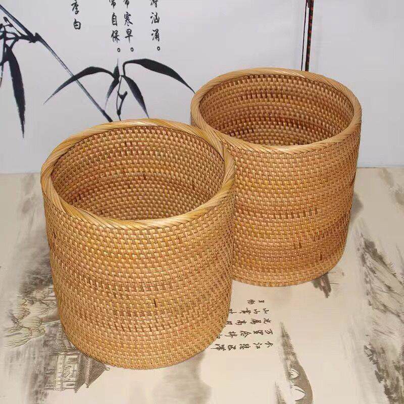 越南手工藤编家庭桌面垃