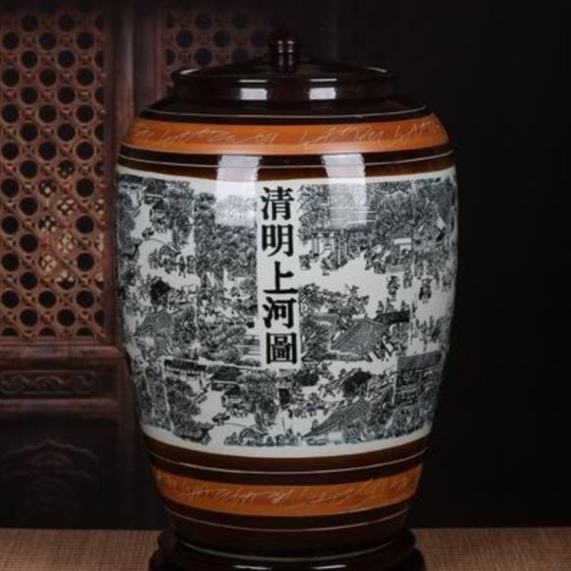 陶瓷米缸水缸储物罐米桶 25/30/50/100斤家用带盖子