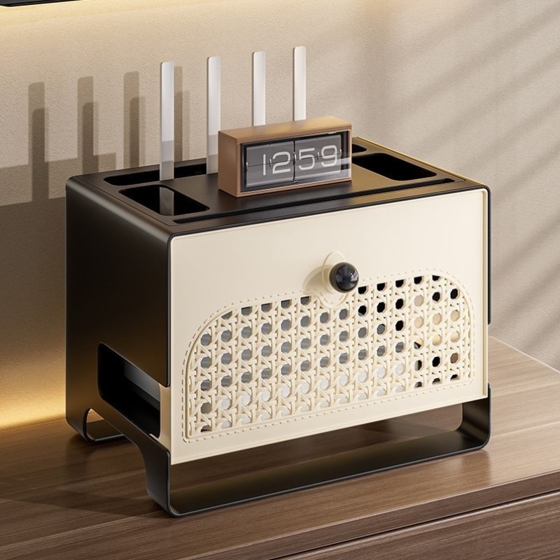 新中式wifi路由器收纳盒电视机顶盒桌面置物架遮丑装饰盒子理线盒