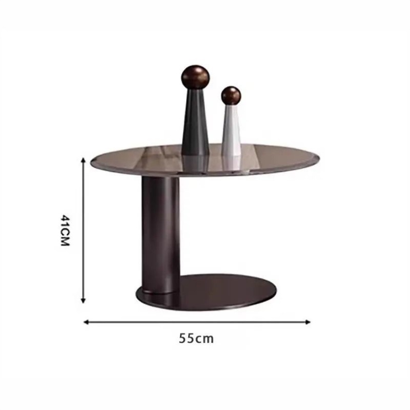 中古风胡桃木色圆形茶几大小组合极简轻奢小户型设计师款飞碟茶几