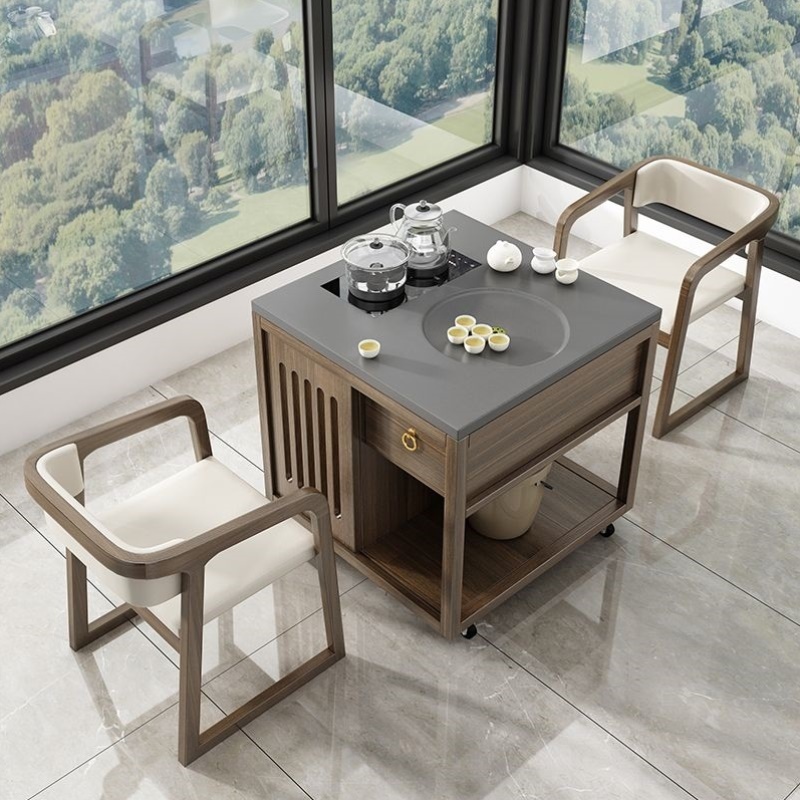 实木茶桌家用小型阳台客厅茶桌新中式一整套可移动茶桌一体泡茶台