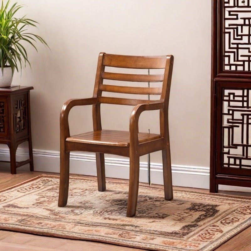 实木椅子家用老人椅带卧室扶手电脑靠背椅办公椅中式书房麻将餐椅