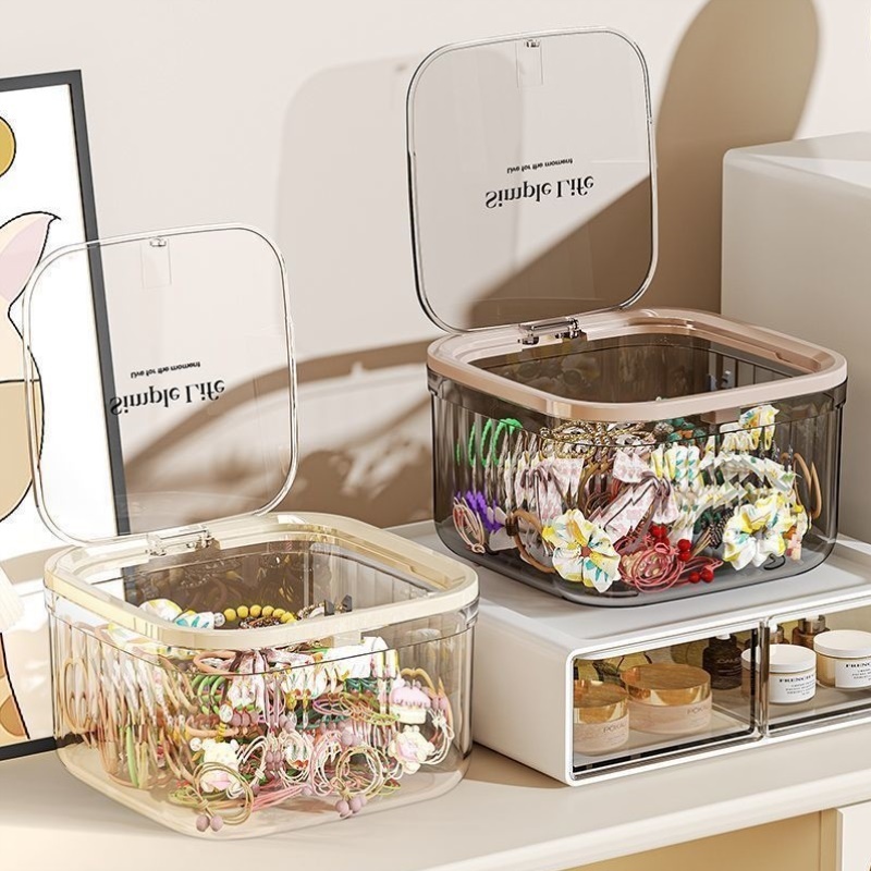 发饰发夹收纳盒橡皮筋项链头饰发卡圈发圈头花收纳桌面透明首饰盒