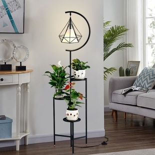 复古风led落地灯家用客厅卧室阳台茶几置物架vintage风铁艺立式 灯