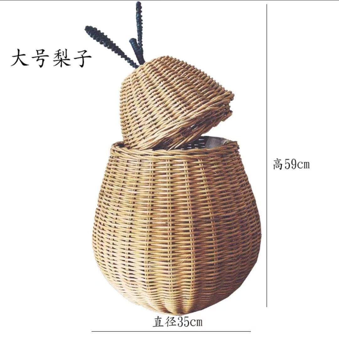 ins藤编大梨蘑菇收纳筐家