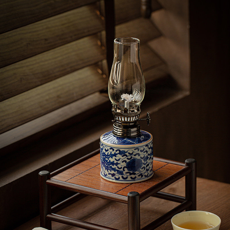 （多款）景德镇青花瓷五良大甫手绘酥油灯茶室氛围灯中式装饰摆件