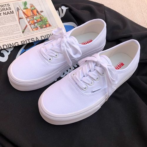 全白色低帮帆布鞋女港味休闲鞋