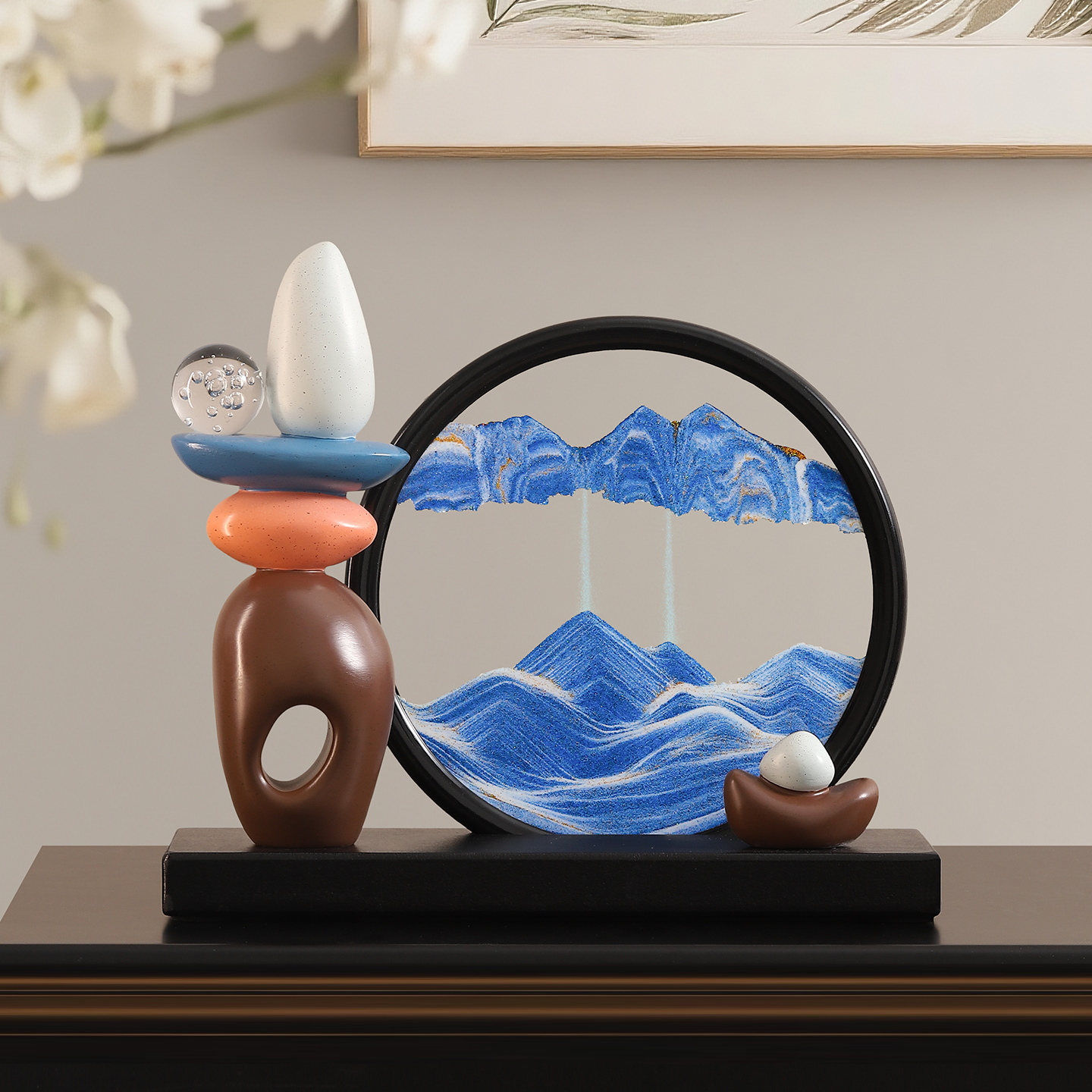 轻奢时来运转流沙画摆件入户玄关酒柜装饰小众高级感乔迁搬家礼物图片