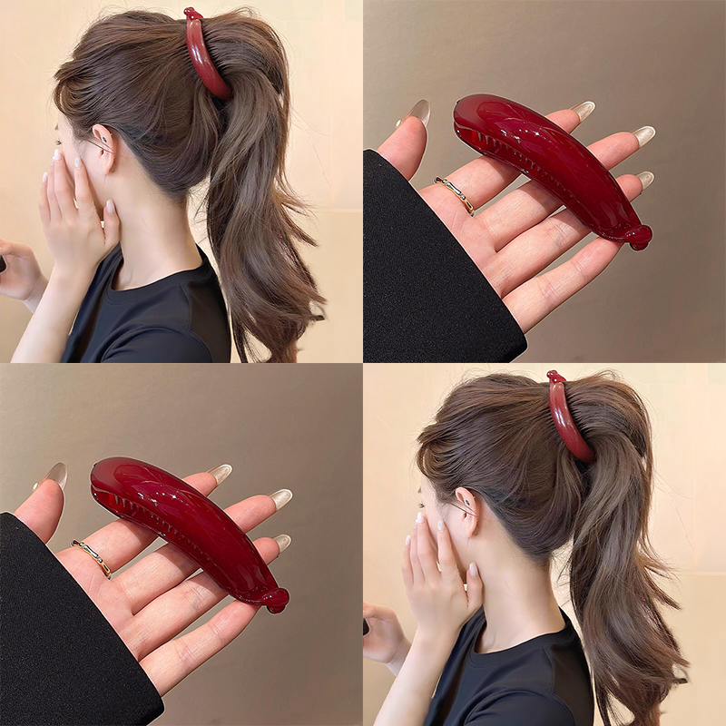 高级感复古简约一字香蕉夹发夹女后脑勺高马尾抓夹扭扭夹发卡头饰