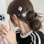 可爱卡通小熊猫刘海夹女2025新款 高级感鸭嘴夹侧边夹ab款 发夹头饰