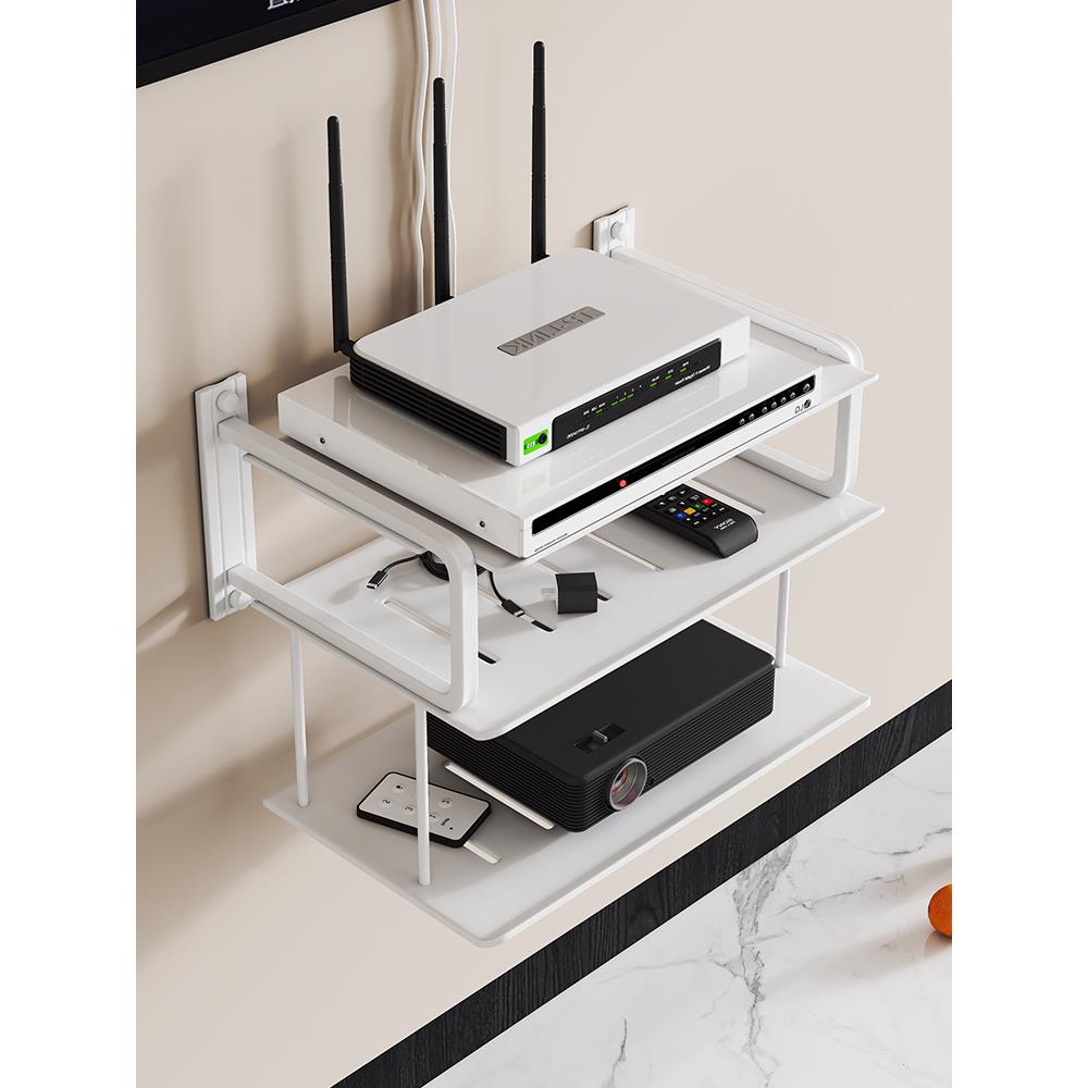 投影仪支架墙上置物架壁挂电视机顶盒放路由器支撑收纳架子免打孔