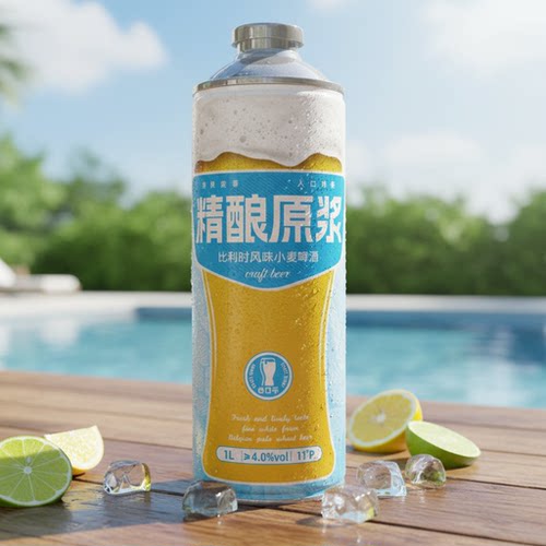 【百补专享】阳光酒庄e口干比利时白啤1L装（新老包装随机发货）
