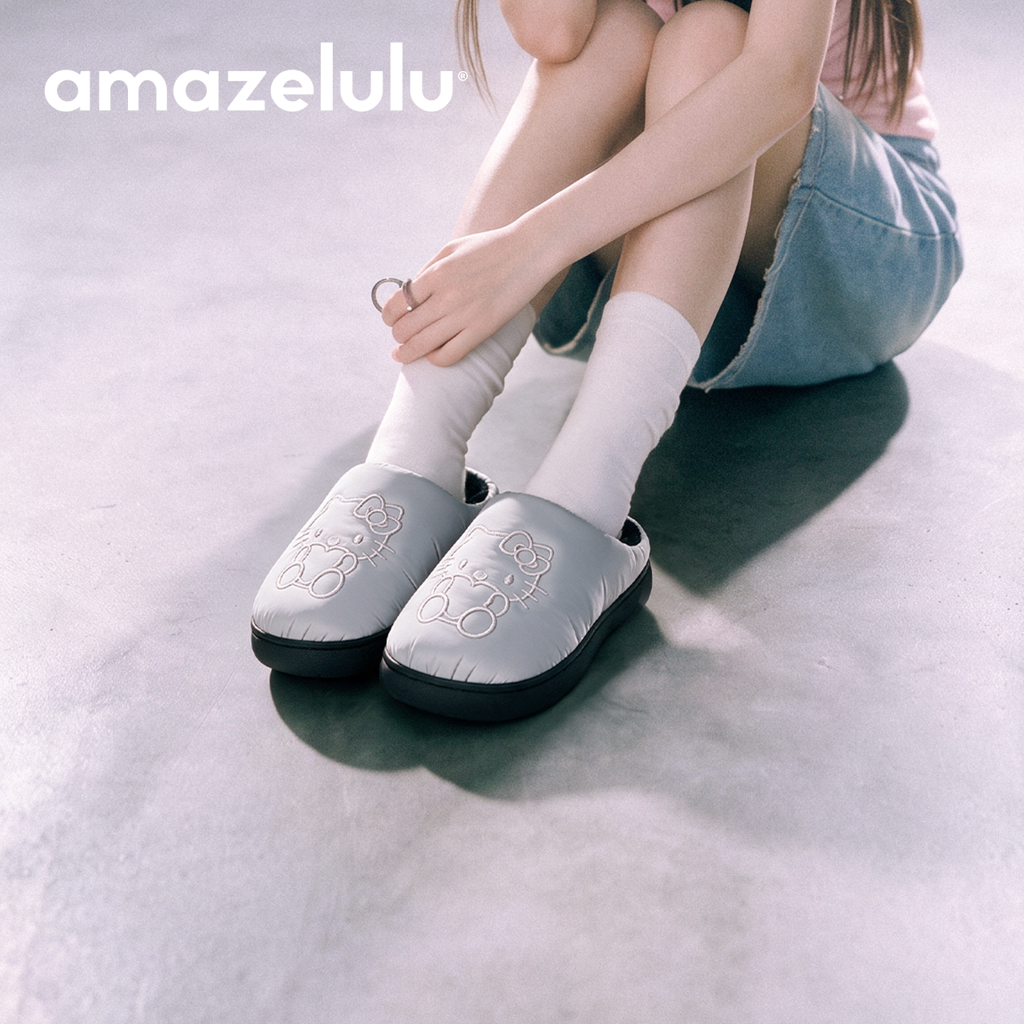 amazelulu防水棉拖鞋女hellokitty冬季新款家居外穿防滑保暖棉鞋