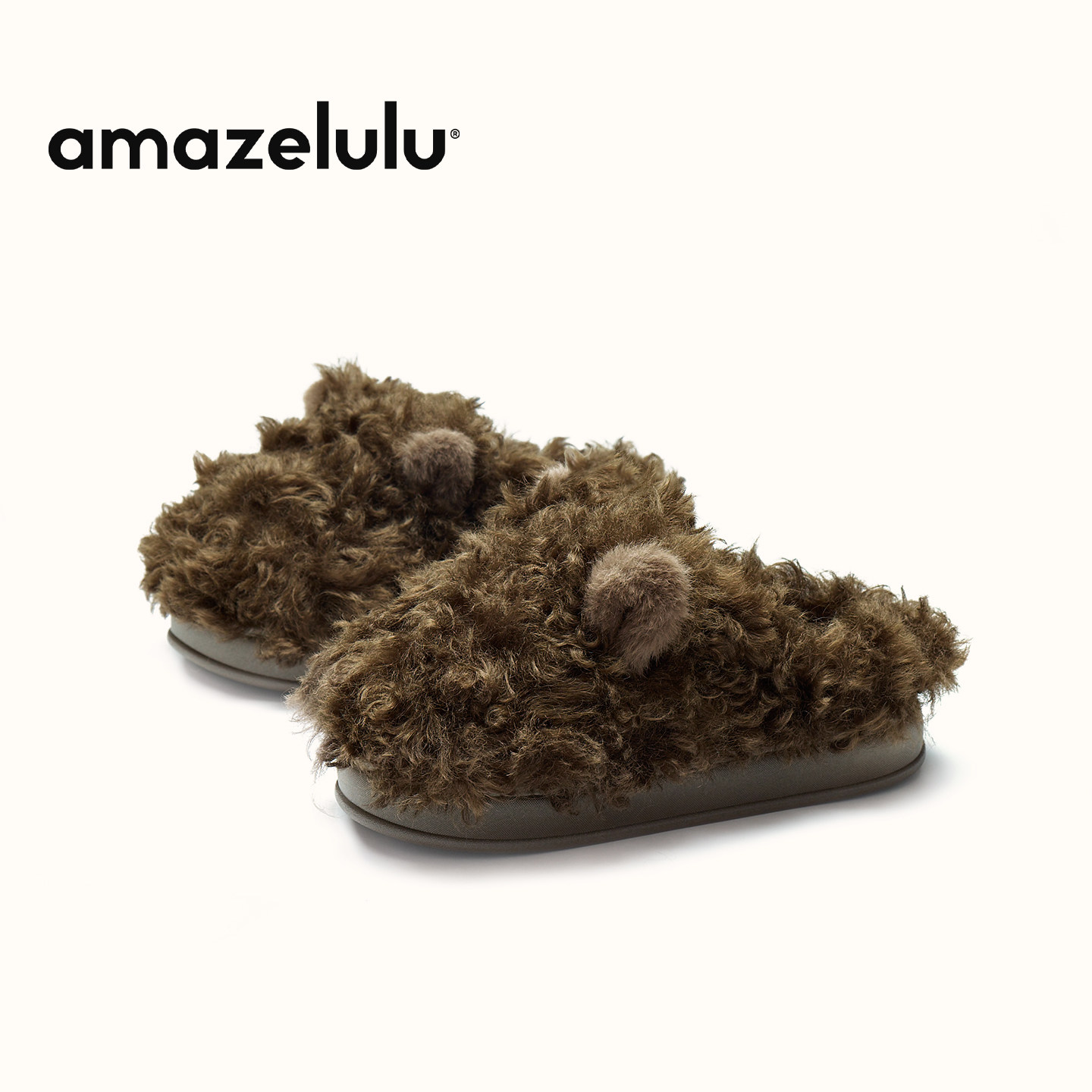 【清仓】amazelulu棉拖鞋女冬季居家可爱毛绒厚底情侣毛毛拖鞋男