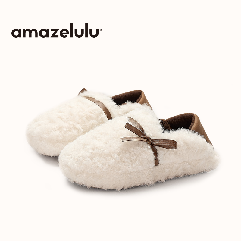 amazelulu毛毛拖鞋女包跟外穿