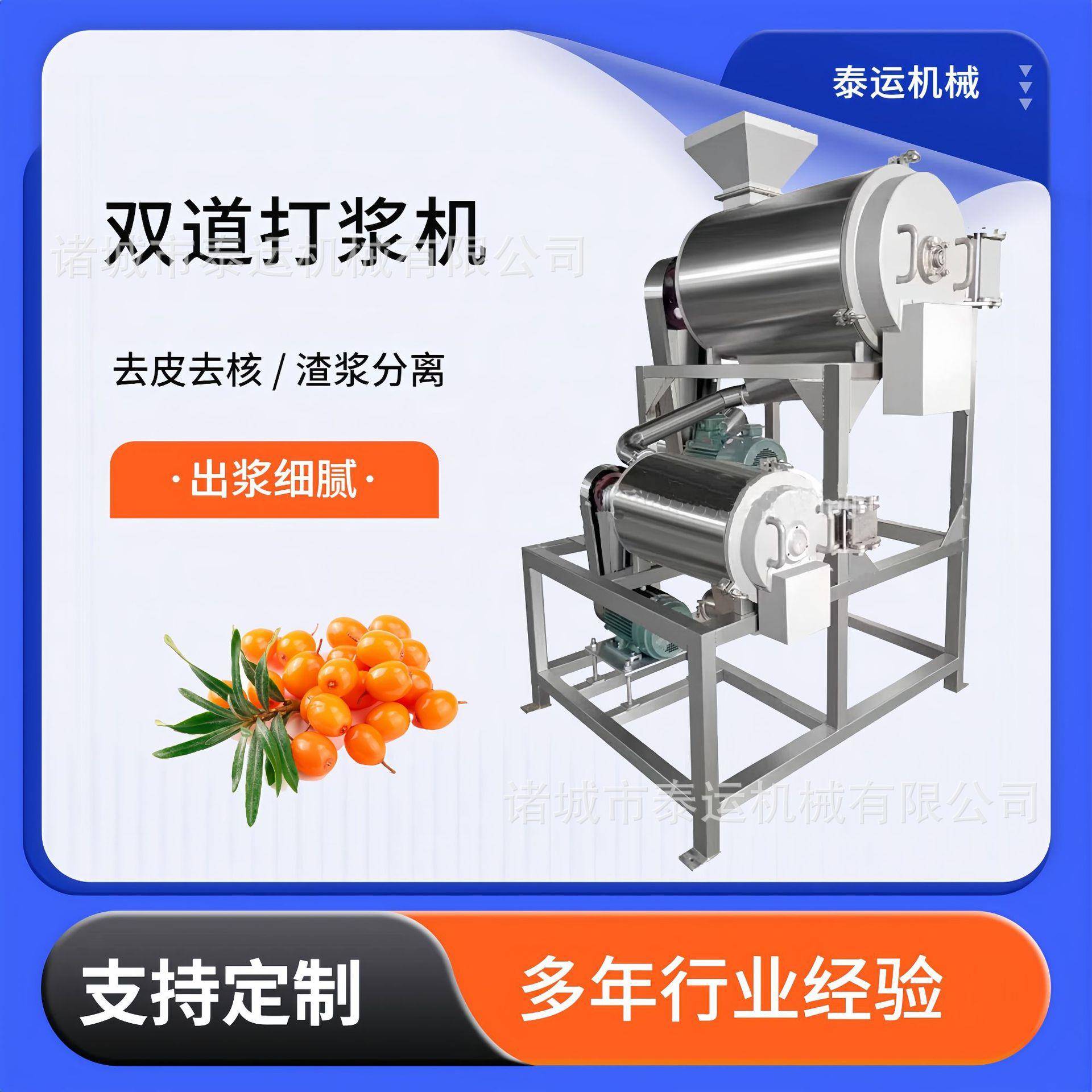 青梅桑葚榨汁设备沙棘取浆去籽机双道番茄去皮打浆机百香果去籽机