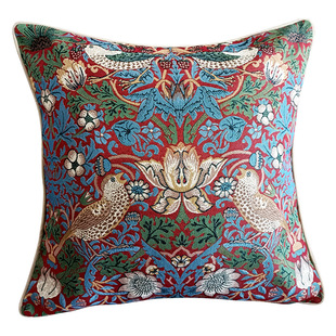 提花草莓小鸟靠垫出口抱枕哥白林奥布松靠垫色织提花速卖通亚马逊