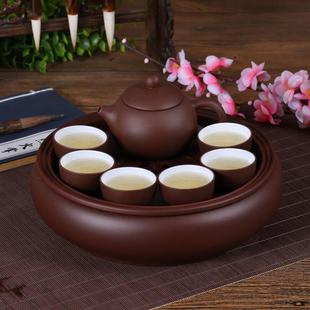 特价 紫砂功夫茶具套装 茶壶陶瓷盖碗家用圆形潮汕整套茶具茶盘 包邮