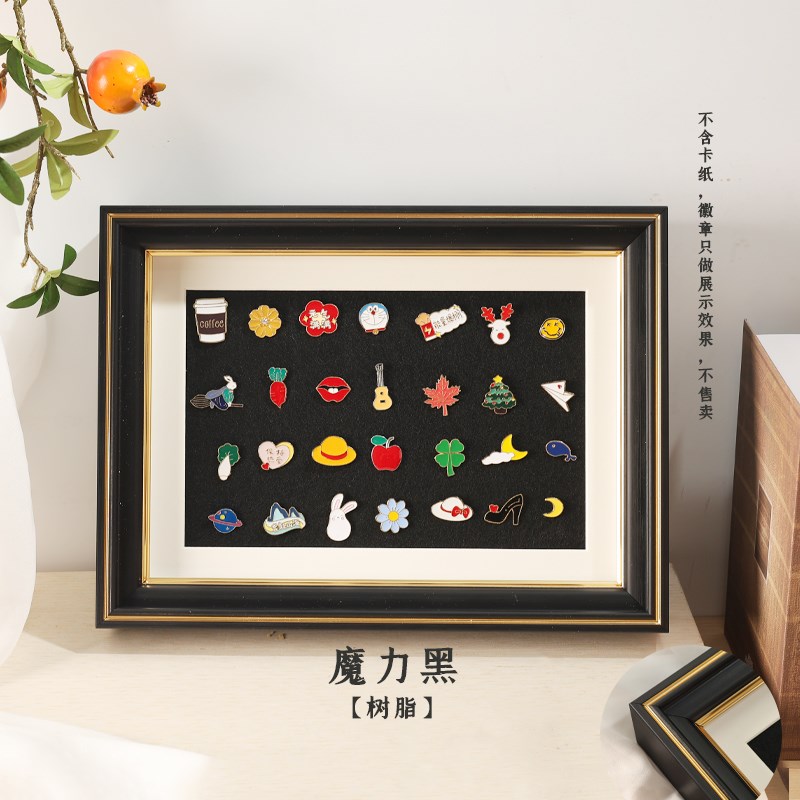 徽章展示框金属胸针章子收集毛毡纪念板吧唧收藏架透明桌面收纳盒图片