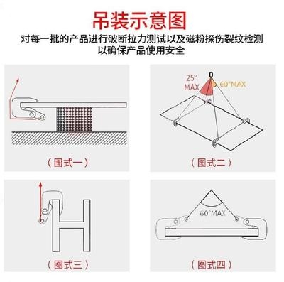 钢板吊具铁板钩钻板开口大理石模锻槽钢塑料桶吊钳夹具钳平口吊桶
