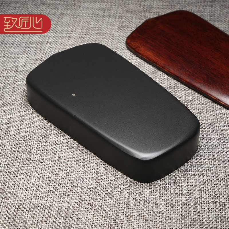 新中式创意简约《莲瓣砚》带木盖徽州歙县高档天然原石小楷砚台毛
