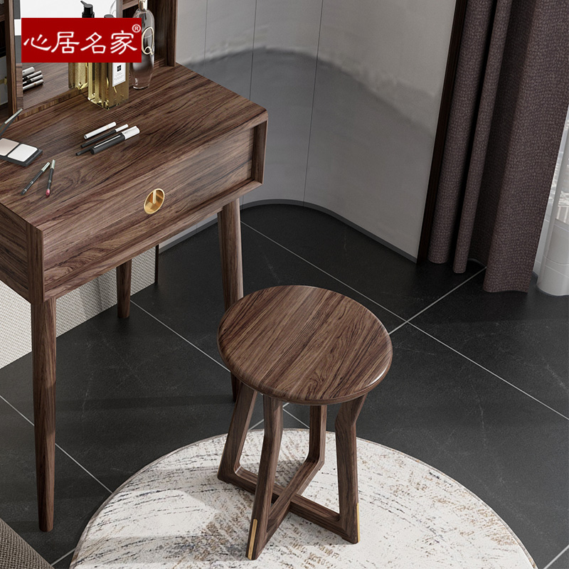 心居名家乌金木实木圆凳子茶凳妆凳新中式梳妆凳餐凳