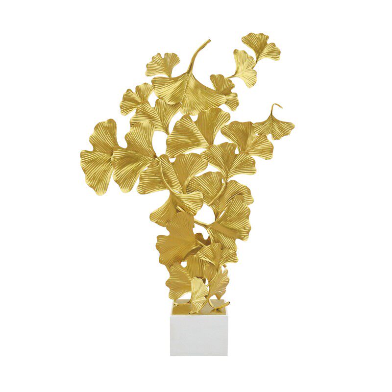 新中式摆件金属铁艺银杏叶家居装饰立体桌面玄关摆饰客厅酒店软装