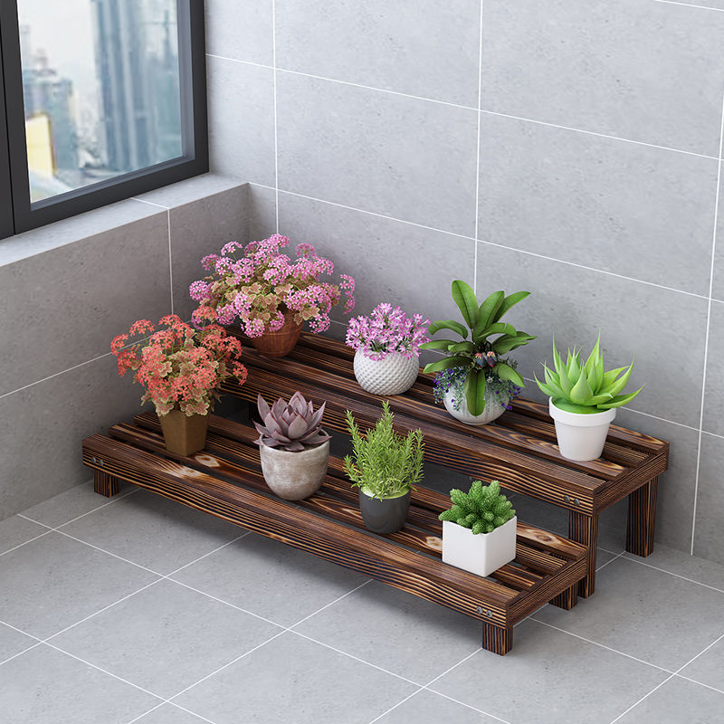 户外花架阳台室内阶梯花架多肉绿萝单个多层花架防腐木花架置物架