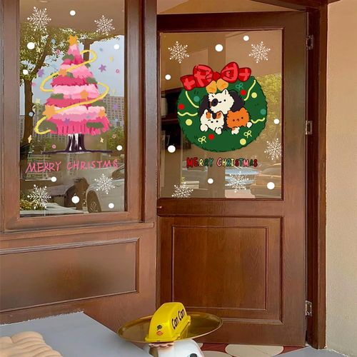 2024新年耶诞节贴纸UV橱窗玻璃贴纸耶诞老人门贴静电贴画窗花窗贴
