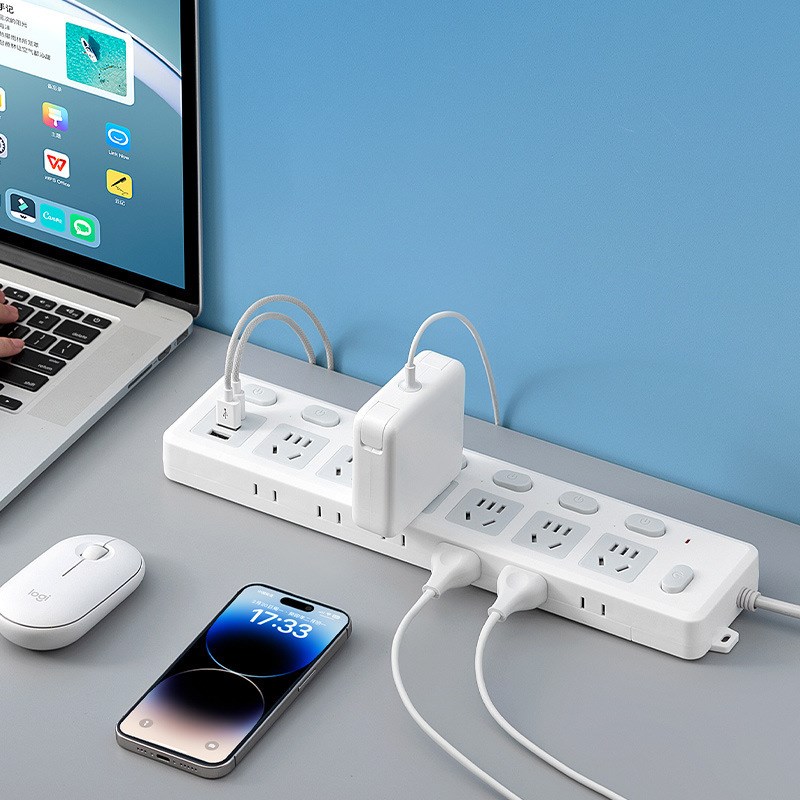 独立开关多功能带USB插座排插家用多孔鱼缸专用插排板带线插线板