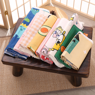 纯棉布头全棉斜纹卡通宝宝布料双层纱布针织手工按论斤称拼布刀口