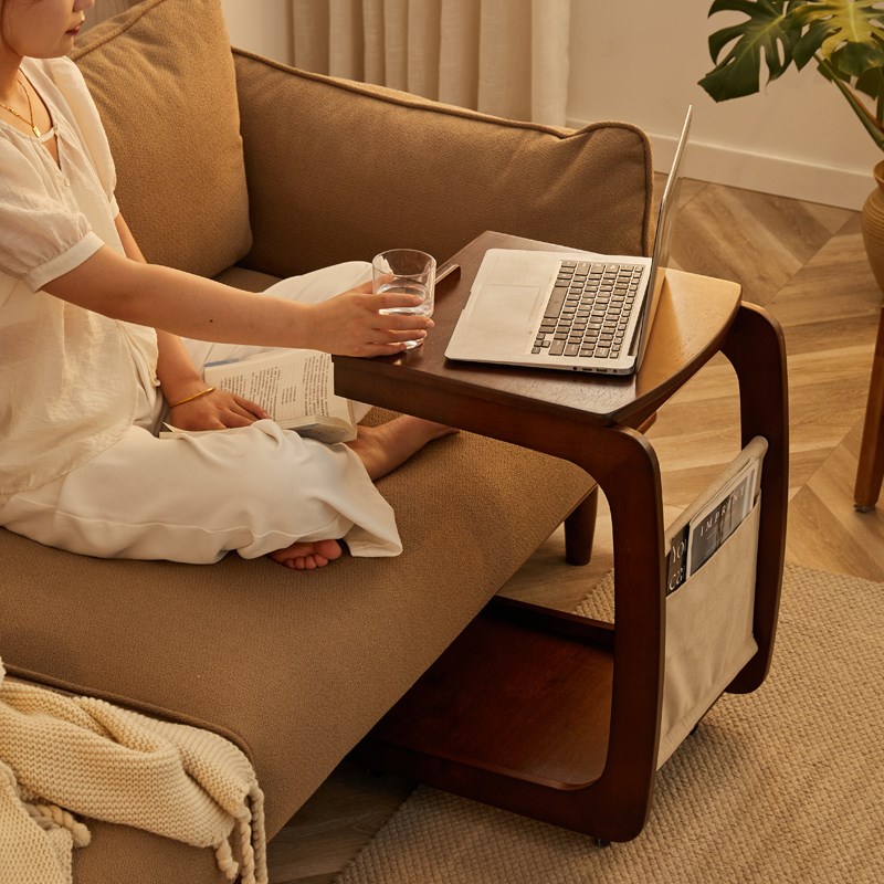 沙发边几实木边柜可移动茶几床头小桌子创意角几带轮收纳架置物柜