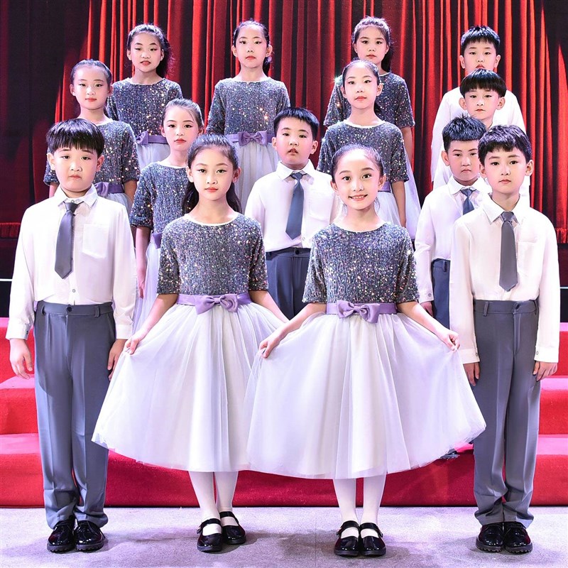 元旦儿童大合唱服演出服中小学生男女童礼服合唱团诗歌朗诵表演服