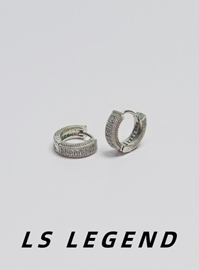 满钻锆石耳环男纯银针镶钻痞帅中性个性女白色小众高级感独特时尚