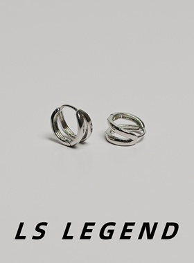 双环耳环男纯银针防过敏中性创意个性女小众耳饰双层简约圆环时尚