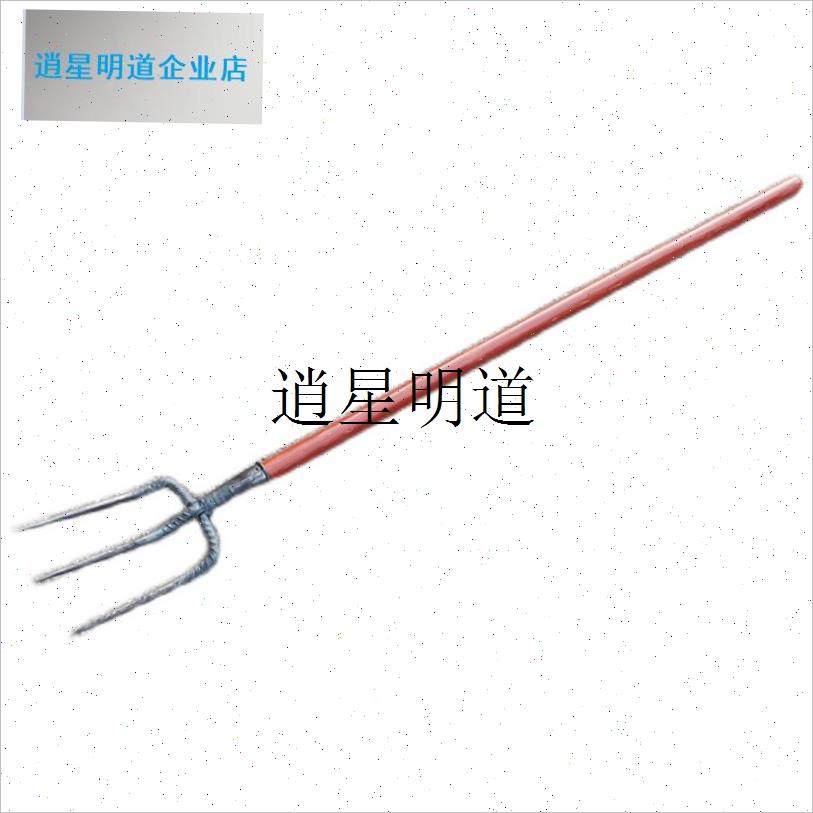 l三齿四股叉全钢农用叉子翻土神器木F柄农具 翻土松土神器 大号小