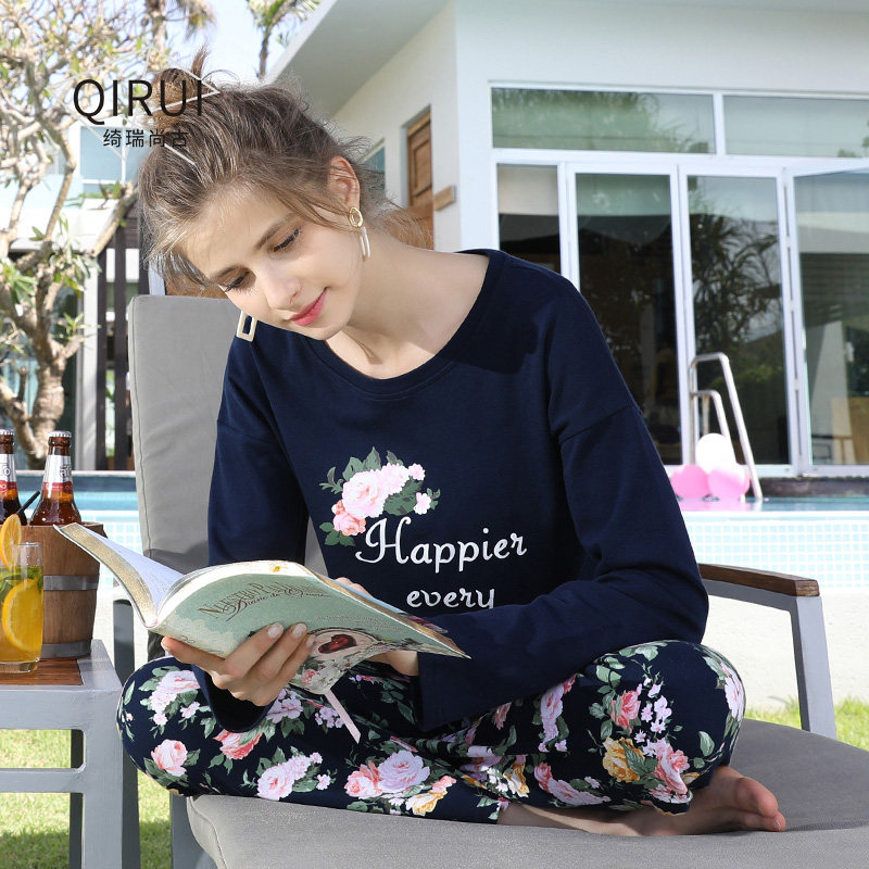 绮瑞女士春秋纯棉睡衣长袖休闲春夏季家居服国风印花妈妈大码套装,女士内衣/男士内衣/家居服,睡衣/家居服套装,淘宝优惠券,粉丝福利购,淘宝优惠卷