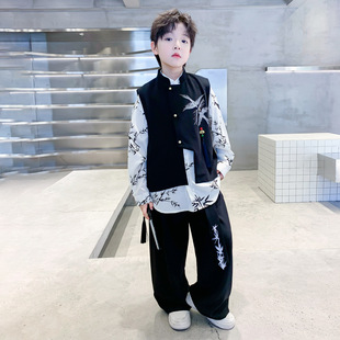 男大童秋装中式汉服套装2025新款儿童装服装中秋节国风唐装