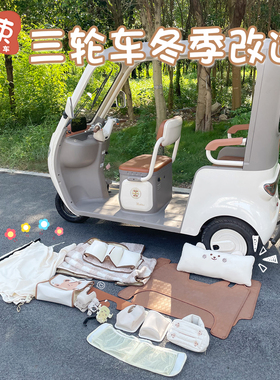 三轮车装饰改造适用于雅迪CL12爱玛金彭大安宗申收纳袋脚垫手机架