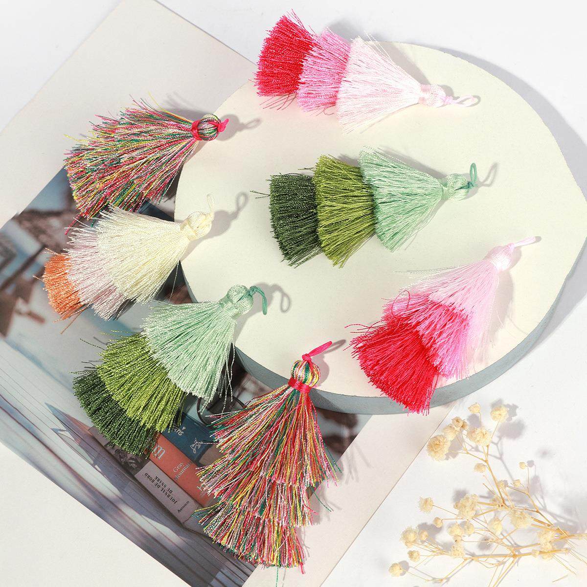 三层涤纶绣花线流苏6CM现货端午挂件耳环DIY饰品箱包撞色吊穗