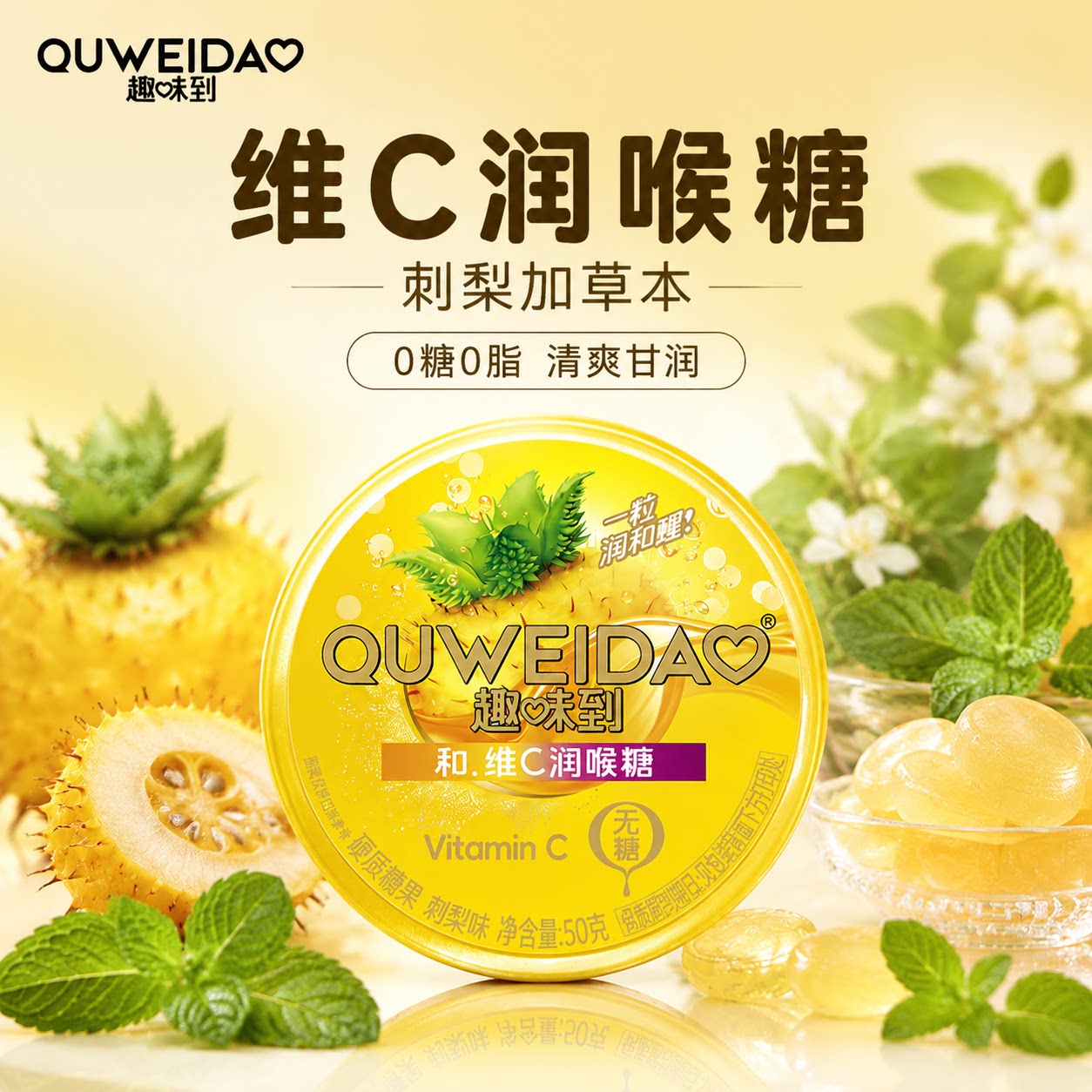 趣味到刺梨维C润喉糖0糖0脂添加胖大海甘草金银花草本VC柠檬糖果