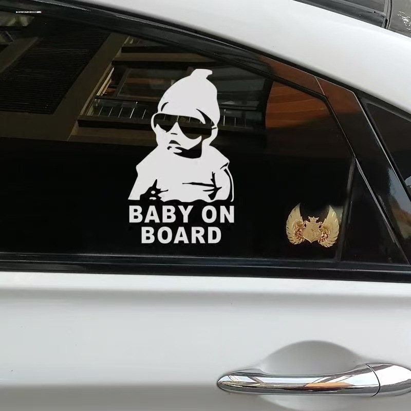 跨境车贴Baby on board 宝宝反光车贴警示车贴汽车宝宝车尾后窗贴
