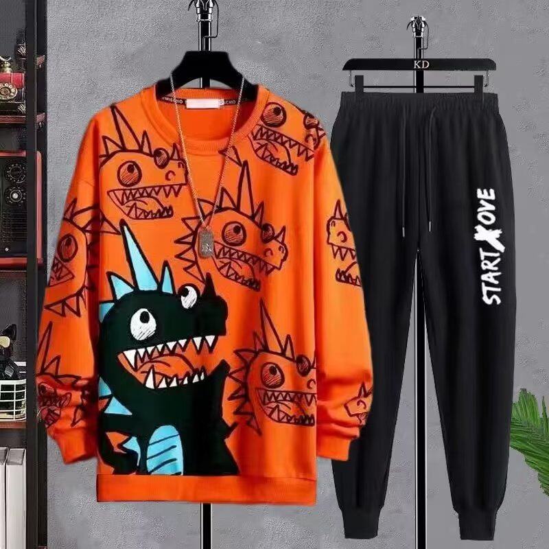 청소년 가을 운동복 정장 남자의 느슨한 학생 가을 두 조각 세트 잘 생긴 어린이 스포츠 정장