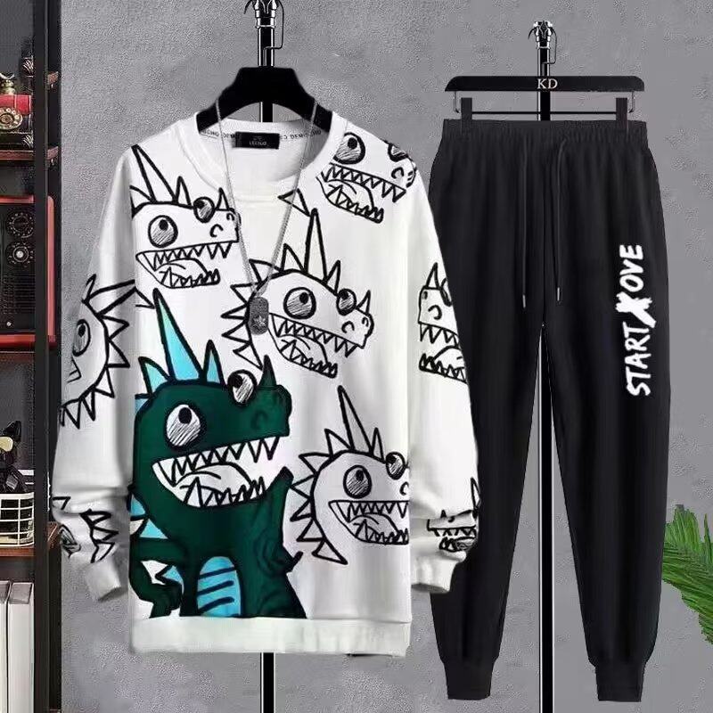 청소년 가을 운동복 정장 남자의 느슨한 학생 가을 두 조각 세트 잘 생긴 어린이 스포츠 정장