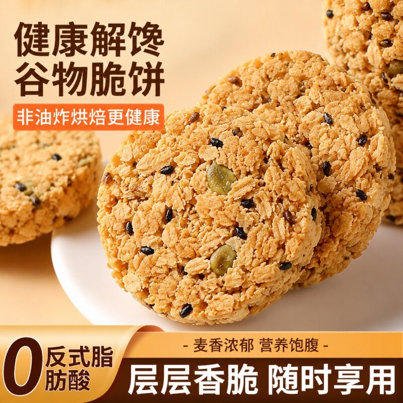 南瓜籽燕麦脆片谷物能量五谷杂粮粗粮解馋早餐饼干休闲小零食袋装