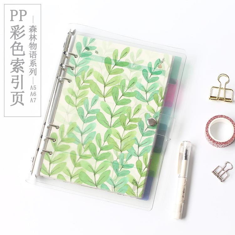 2017PP透明6孔彩色索引页手账分类页A5A6A7活页隔板